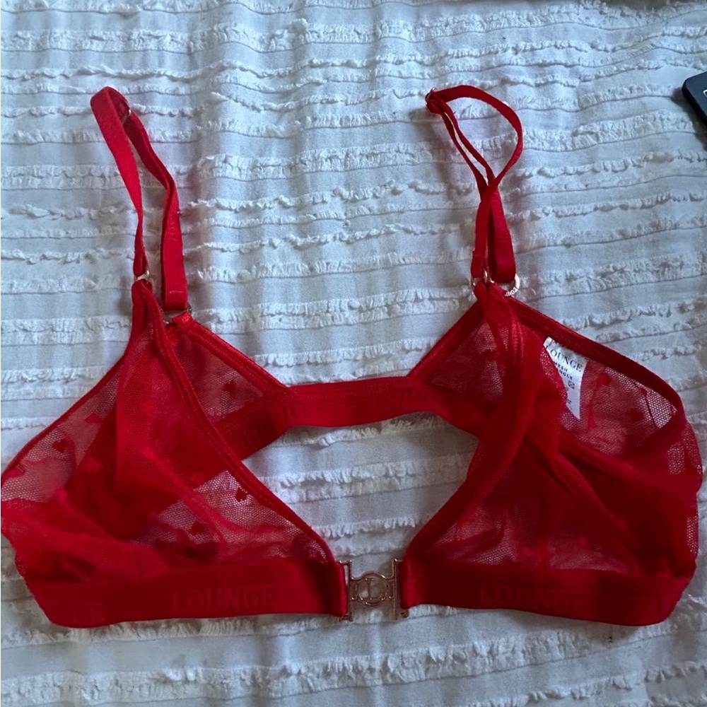 Red Sheer Heart Bralette